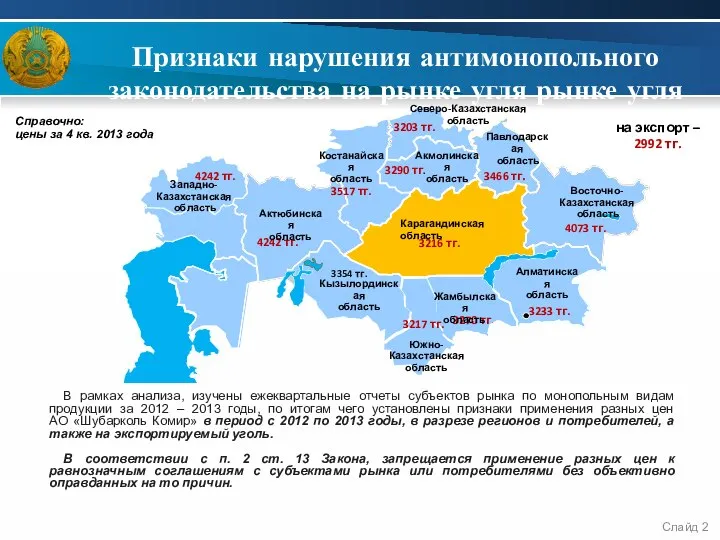 Признаки нарушения антимонопольного законодательства на рынке угля рынке угля В рамках