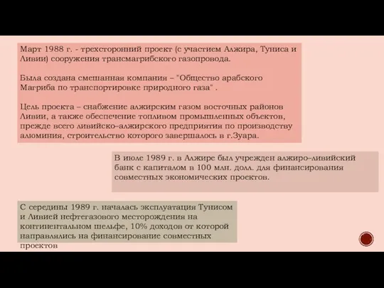 Март 1988 г. - трехсторонний проект (с участием Алжира, Туниса и