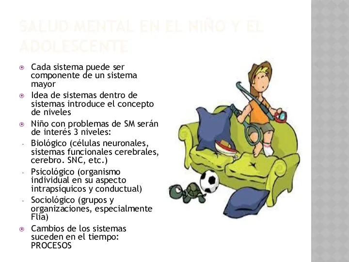 SALUD MENTAL EN EL NIÑO Y EL ADOLESCENTE Cada sistema puede