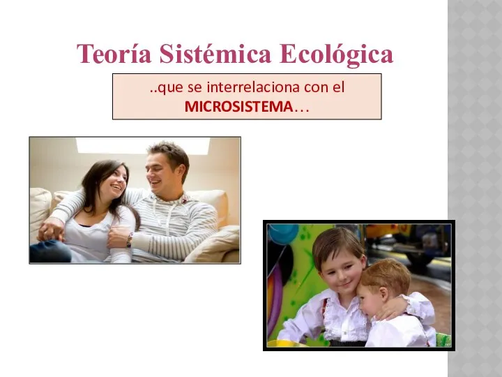 ..que se interrelaciona con el MICROSISTEMA… Teoría Sistémica Ecológica