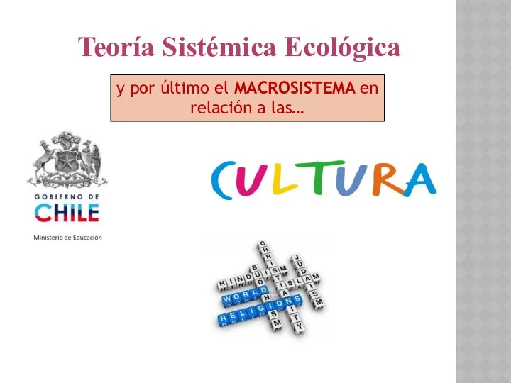 y por último el MACROSISTEMA en relación a las… Teoría Sistémica Ecológica