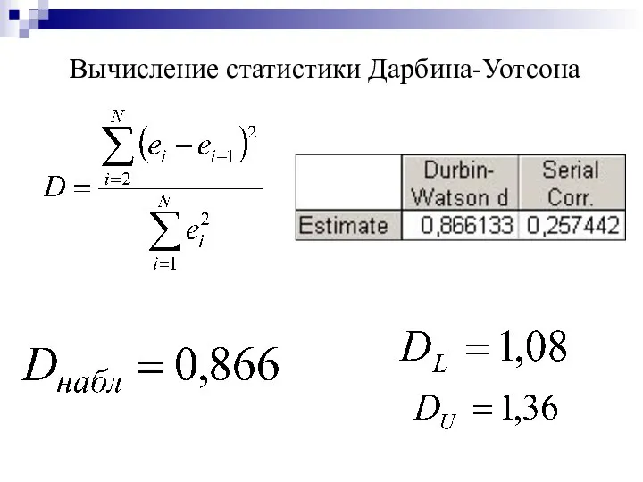 Вычисление статистики Дарбина-Уотсона