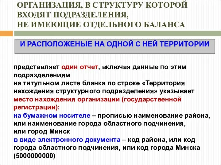 ОРГАНИЗАЦИЯ, В СТРУКТУРУ КОТОРОЙ ВХОДЯТ ПОДРАЗДЕЛЕНИЯ, НЕ ИМЕЮЩИЕ ОТДЕЛЬНОГО БАЛАНСА И