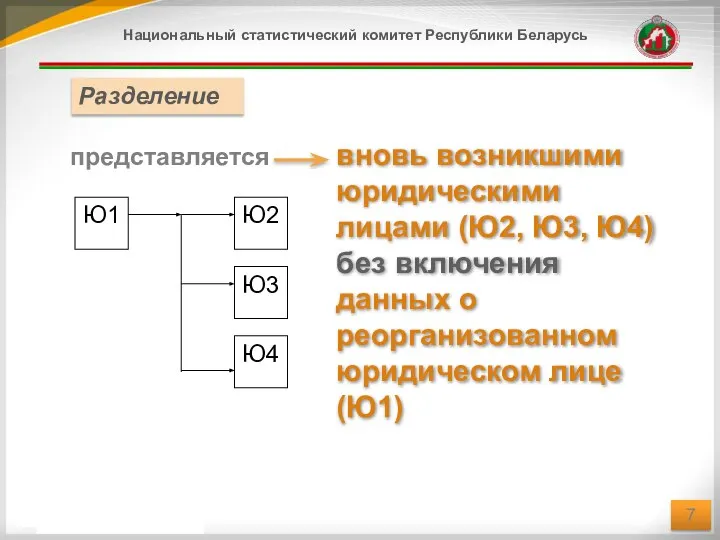 вновь возникшими юридическими лицами (Ю2, Ю3, Ю4) без включения данных о