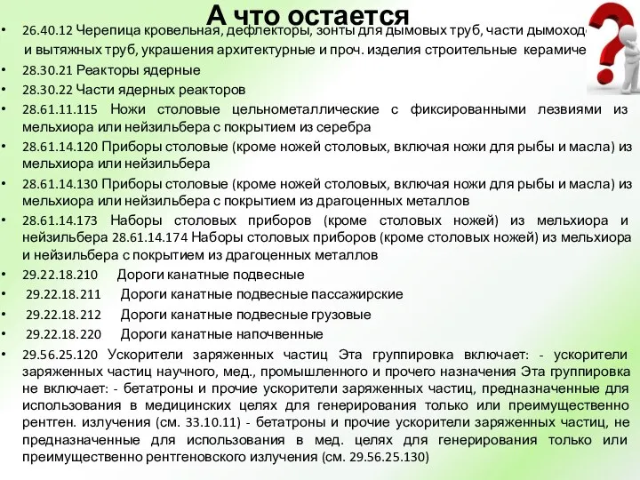 А что остается 26.40.12 Черепица кровельная, дефлекторы, зонты для дымовых труб,