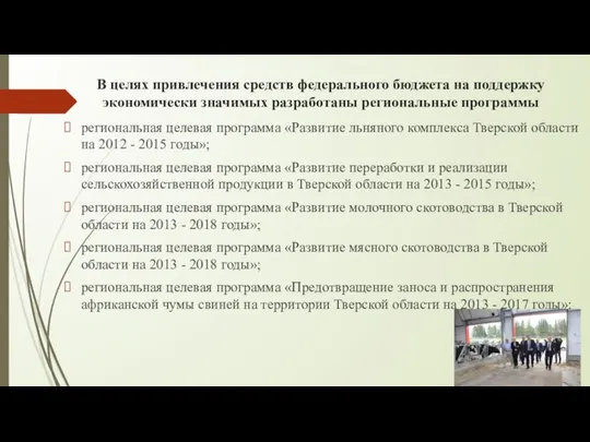 В целях привлечения средств федерального бюджета на поддержку экономически значимых разработаны