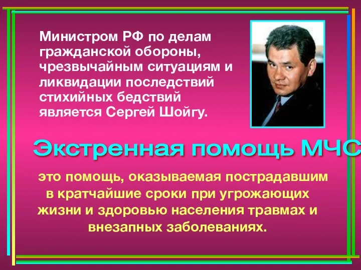 Министром РФ по делам гражданской обороны, чрезвычайным ситуациям и ликвидации последствий