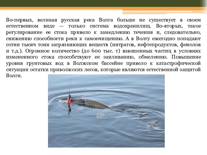 Во-первых, великая русская река Волга больше не существует в своем естественном