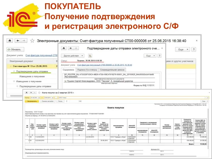 ПОКУПАТЕЛЬ Получение подтверждения и регистрация электронного С/Ф