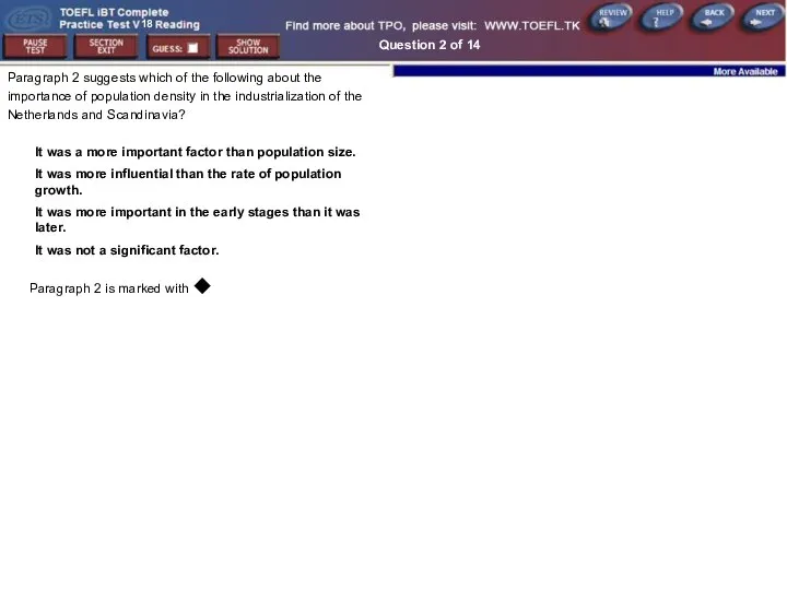 Question 2 of 14 Paragraph 2 is marked with ◆ Paragraph