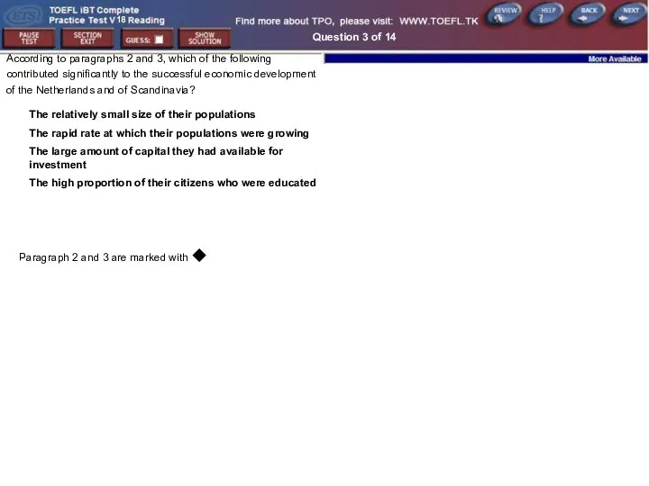 Question 3 of 14 Paragraph 2 and 3 are marked with