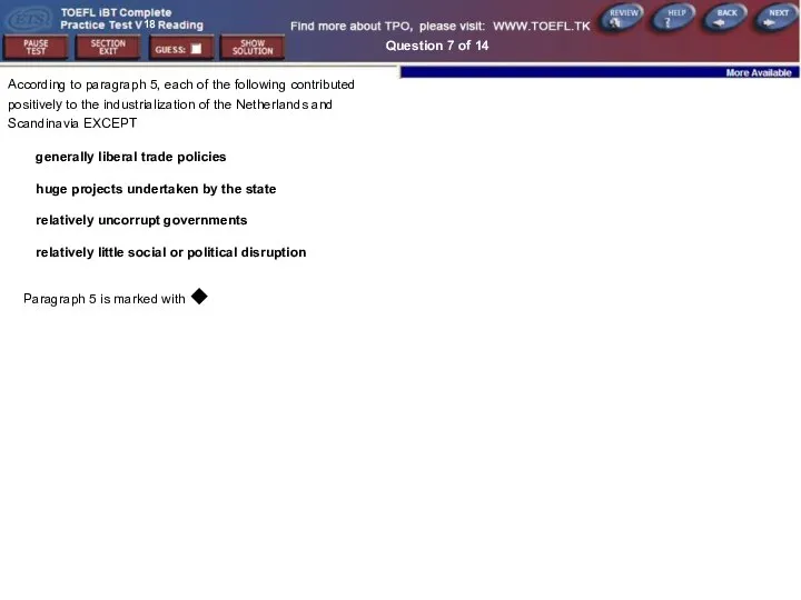 Question 7 of 14 Paragraph 5 is marked with ◆ According