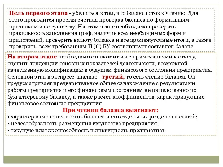 Цель первого этапа - убедиться в том, что баланс готов к