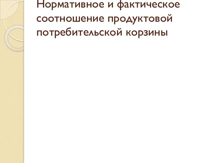 Нормативное и фактическое соотношение продуктовой потребительской корзины