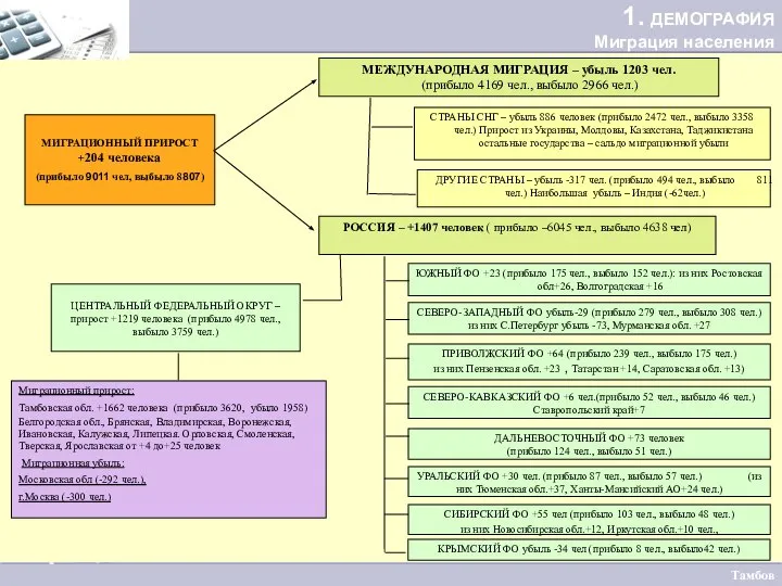 ДЕМОГРАФИЯ Миграция населения Тамбов