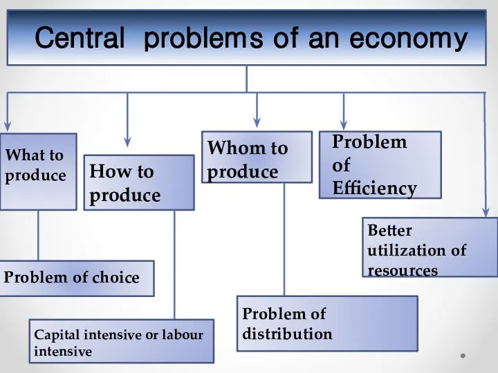 Central problems of an economy What to produce How to produce