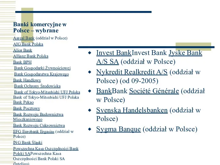 Banki komercyjne w Polsce – wybrane Invest BankInvest Bank Jyske Bank