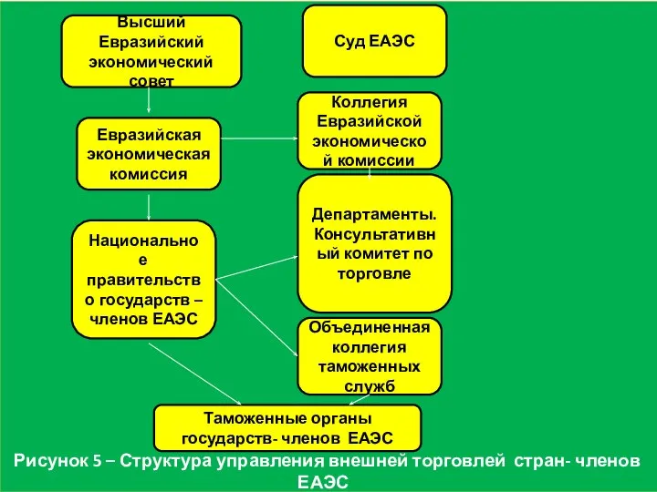 Высший Евразийский экономический совет Евразийская экономическая комиссия Национальное правительство государств –