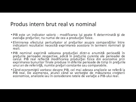 Produs intern brut real vs nominal PIB este un indicator valoric