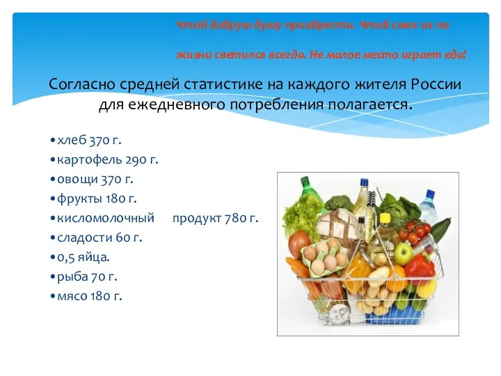 Согласно средней статистике на каждого жителя России для ежедневного потребления полагается.