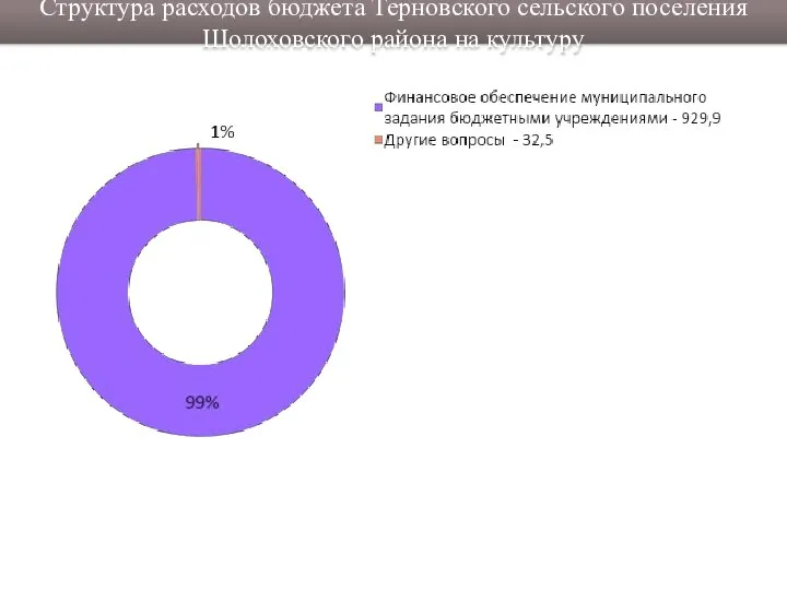 Структура расходов бюджета Терновского сельского поселения Шолоховского района на культуру