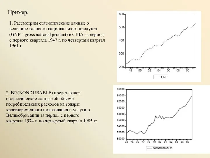 Пример. 1. Рассмотрим статистические данные о величине валового национального продукта (GNP