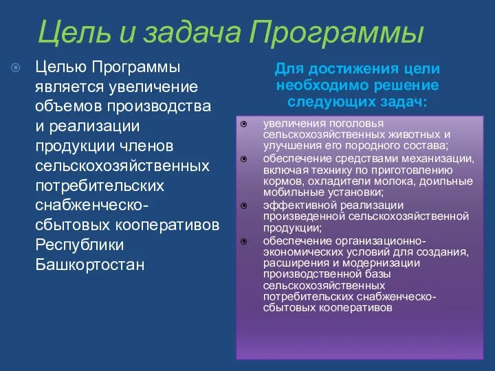 Цель и задача Программы Для достижения цели необходимо решение следующих задач: