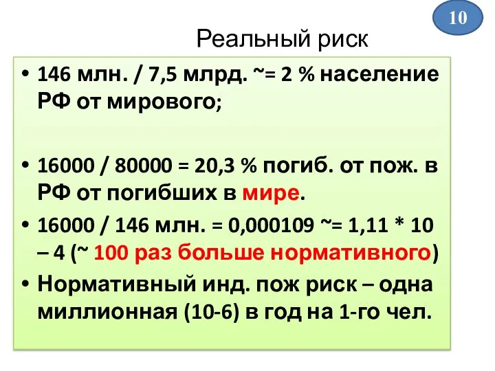 Реальный риск 146 млн. / 7,5 млрд. ~= 2 % население