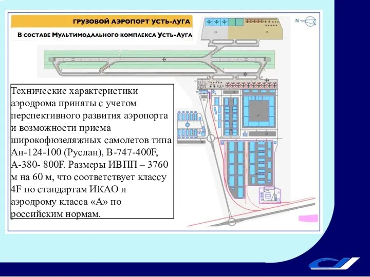 Технические характеристики аэродрома приняты с учетом перспективного развития аэропорта и возможности