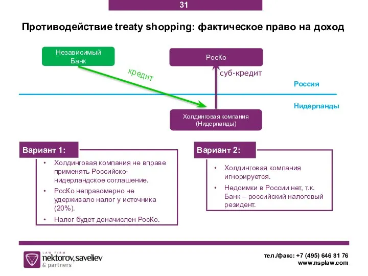 Холдинговая компания не вправе применять Российско-нидерландское соглашение. РосКо неправомерно не удерживало