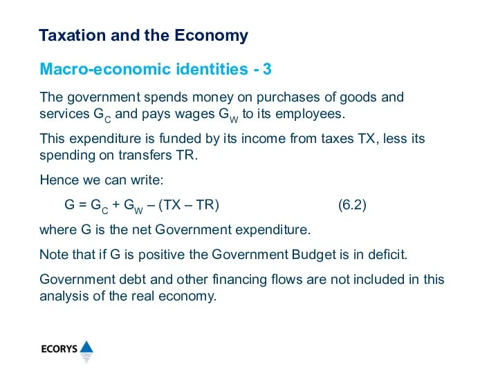 The government spends money on purchases of goods and services GC