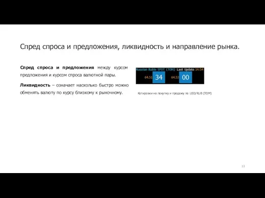 Спред спроса и предложения, ликвидность и направление рынка. Спред спроса и