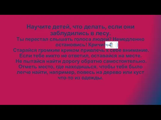 Научите детей, что делать, если они заблудились в лесу. Ты перестал