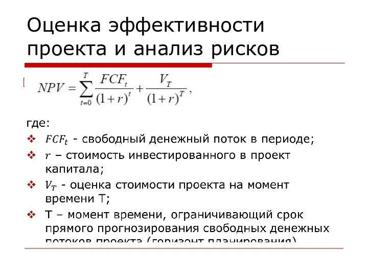 Оценка эффективности проекта и анализ рисков