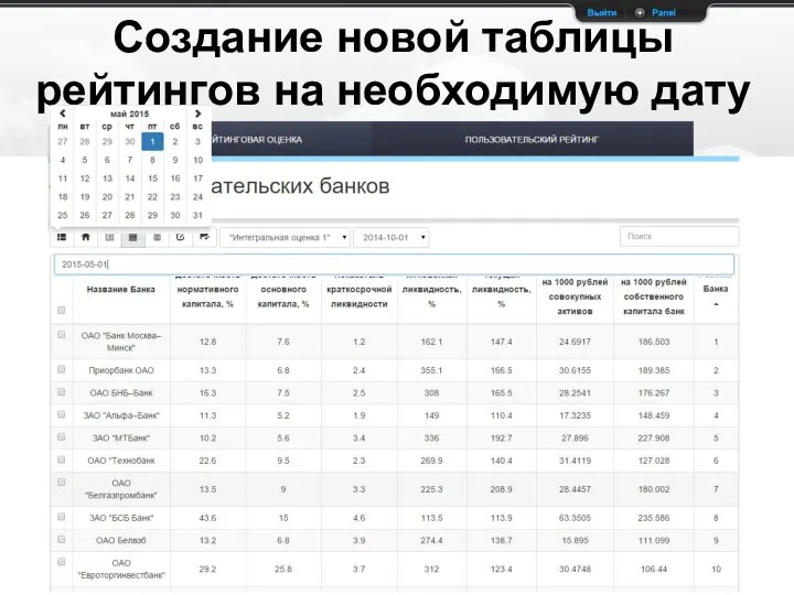 Создание новой таблицы рейтингов на необходимую дату