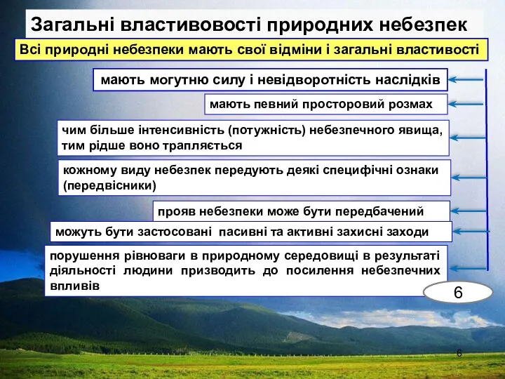 Загальні властивовості природних небезпек Всі природні небезпеки мають свої відміни і