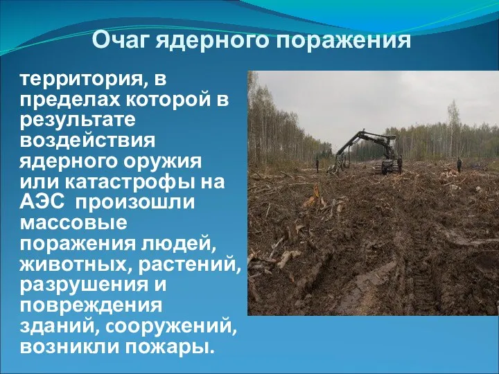 Очаг ядерного поражения территория, в пределах которой в результате воздействия ядерного