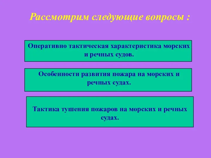 Рассмотрим следующие вопросы : Оперативно тактическая характеристика морских и речных судов.