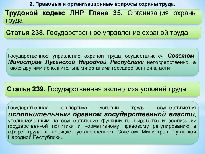 2. Правовые и организационные вопросы охраны труда.