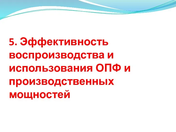 5. Эффективность воспроизводства и использования ОПФ и производственных мощностей