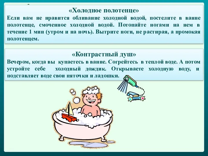 «Холодное полотенце» Если вам не нравится обливание холодной водой, постелите в