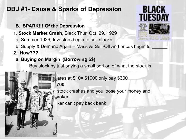 OBJ #1- Cause & Sparks of Depression B. SPARK!!! Of the
