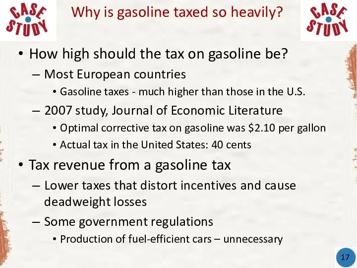 How high should the tax on gasoline be? Most European countries