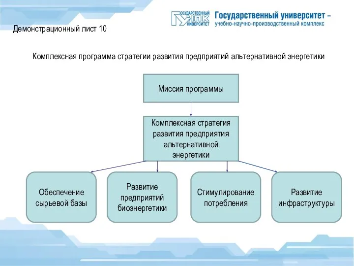 Демонстрационный лист 10 Комплексная программа стратегии развития предприятий альтернативной энергетики Миссия