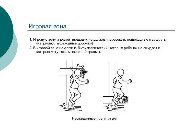 Игровая зона 1. Игровую зону игровой площадки не должны пересекать пешеходные