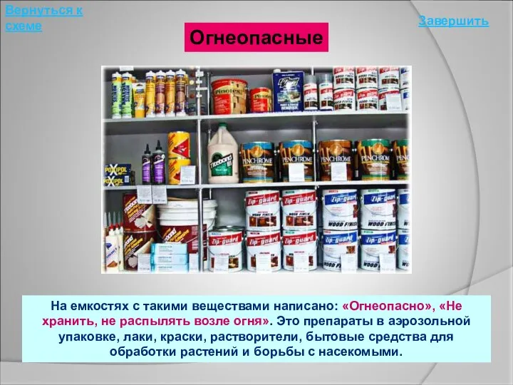 Огнеопасные На емкостях с такими веществами написано: «Огнеопасно», «Не хранить, не