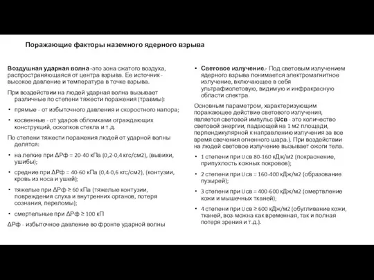 Воздушная ударная волна -это зона сжатого воздуха, распространяющаяся от центра взрыва.