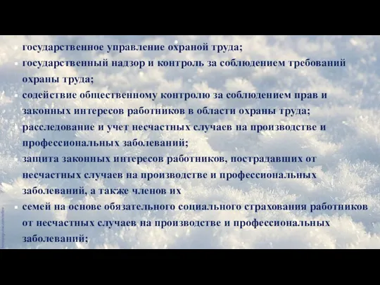 государственное управление охраной труда; государственный надзор и контроль за соблюдением требований