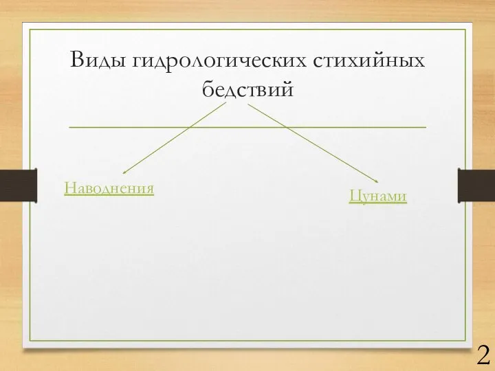 Виды гидрологических стихийных бедствий Наводнения Цунами 2