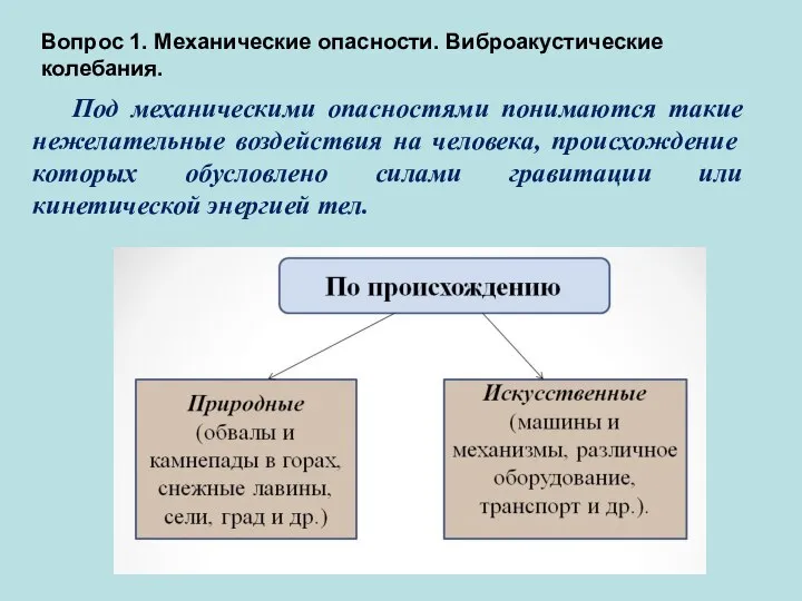 Вопрос 1. Механические опасности. Виброакустические колебания. Под механическими опасностями понимаются такие